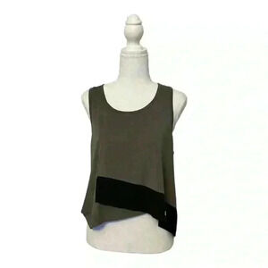 Gymshark NWT Asymmetric Vest Smokey Grey/Black Crop Athletic Tank Top Women’s L